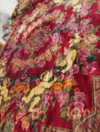 Colcha tapiz Vintage de Terciopelo con Ángeles