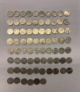 Lote de 76 monedas de 1 peseta (1995-2001)