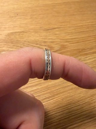 Anillo Alianza plata y oro 14 k