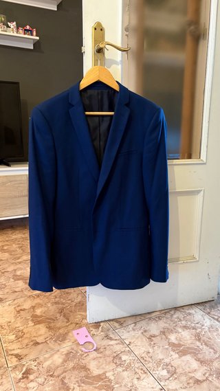 Chaqueta de traje azul slim fit talla 46 zara