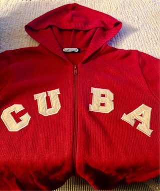 Chaqueta de punto roja con cremallera