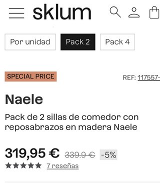 Pack 2 Sillas de Comedor Sklum