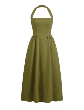 Vestido Midi Verde Oliva