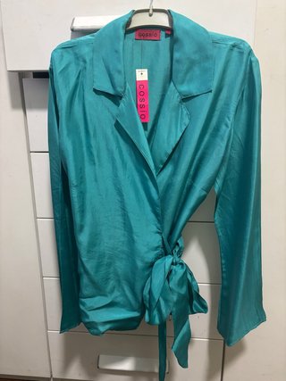 Blusa de Seda Turquesa Cossio Talla S Sin estrenar