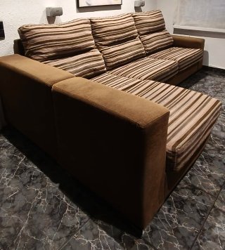 Sofá con Chaise Longue Marrón