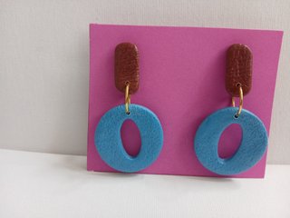 Pendientes Artesanales Marrón y Azul