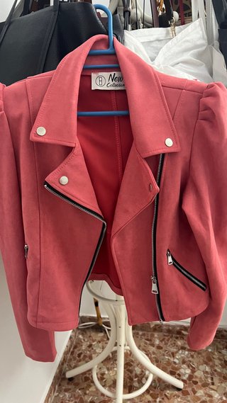 Cazadora Biker Ante Sintético Rosa