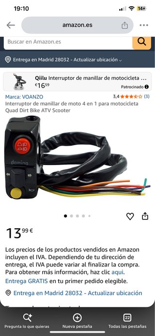 Interruptor de Manillar 4 en 1 para Moto