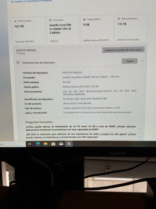 PC Gamer i5-10400F, 16GB RAM, RTX 3070 Ti