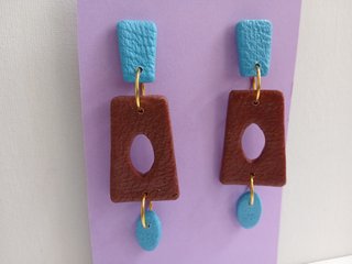 Pendientes Artesanales Azul y Marrón