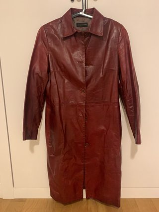 Abrigo de Piel Massimo Dutti Rojo color granate