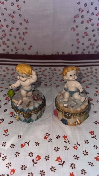 Set di 2 portagioie vintage in ceramica