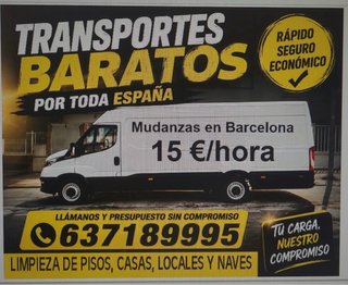 TRANSPORTES Y MUDANZAS 15€ POR HORA !!