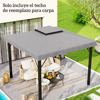 Toldo Recambio Cenador 3x3 Gris Claro Doble