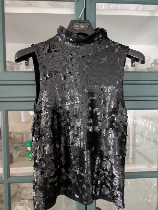 Top de lentejuelas negras Talla M