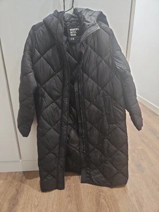 Abrigo Acolchado Largo Negro Talla S