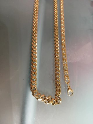Conjunto Cadena Cubana y Pulsera Oro