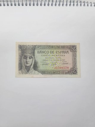 Billete 5 Pesetas 1943 Banco de España