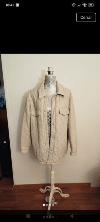 Chaqueta de Polipiel Acolchada Beige
