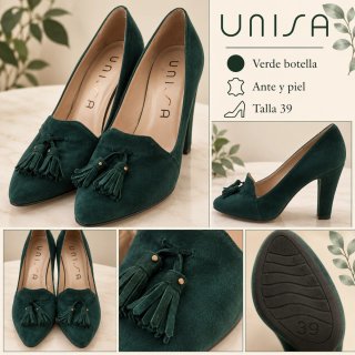 Zapatos Salón Unisa Verde Botella Talla 39