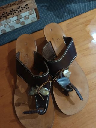Sandalias de Piel Artesanales Marrón Talla 37