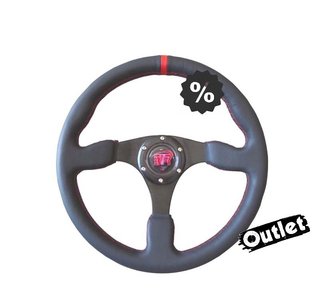 HG VOLANTE PIEL NEGRA RIBETE ROJO R020021C1