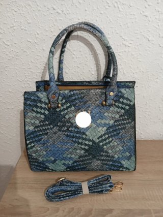 Bolso de mano estampado azul