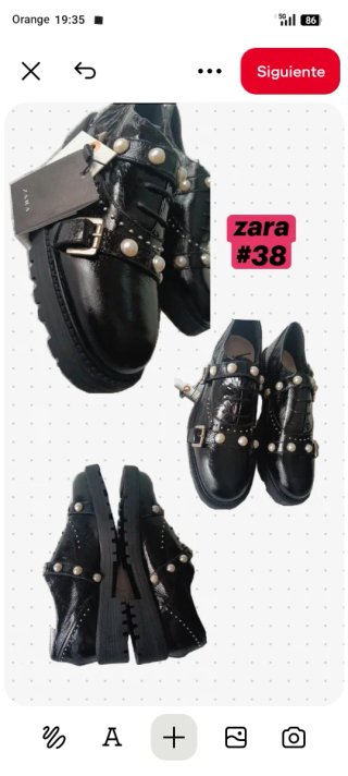 Zapatos Zara Negros con Perlas Talla 38