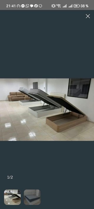 Cama Matrimonio con Colchón y Arcón Canapé