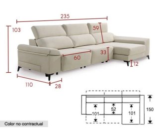 Sofá Chaise Longue 235cm