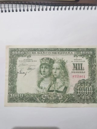 Billete 1000 Pesetas 1957 Reyes Católicos