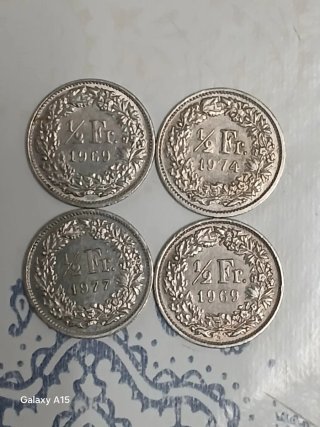 Lote de 4 Monedas de 1/2 Franco Suizo