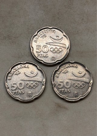3 Monedas 50 Pesetas Barcelona 92 Juegos Olimpicos
