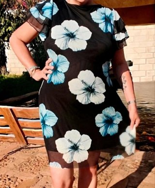Vestido Flores Azules Espalda Descubierta T48