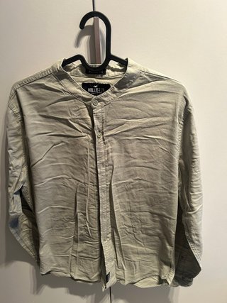 Camisa Hollister Beige Cuello Mao