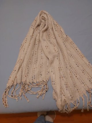 Bufanda Beige con Detalles Multicolor