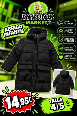 Abrigo Infantil Negro Talla 4/5