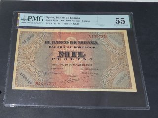 Billete 1000 Pesetas 1938 Burgos PMG 55