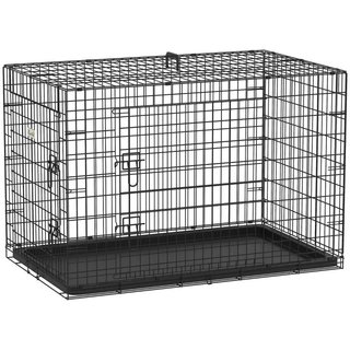 Jaula Perro Plegable 2 Puertas Bandeja Negra