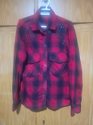 Camisa de cuadros Zara roja y negra