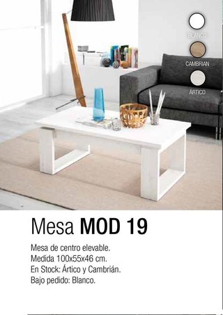 Mesa centro elevable Mod 19 100x46 nueva