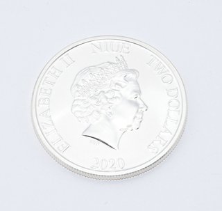 MONEDA PLATA JURASSIC PARK TWO DOLLARS 2020