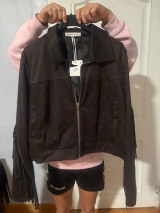 Chaqueta con flecos marrón Talla L