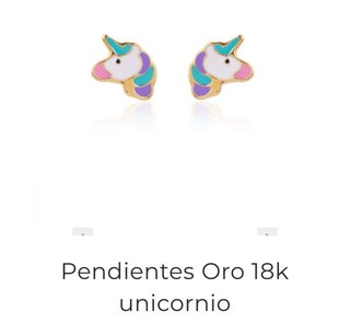 Pendientes de Oro 18k Unicornio