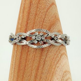 Pulsera Trenzada Oro Blanco 18K; 17,5cm; 42,4g.