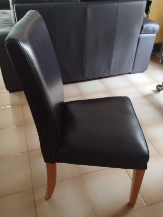 Silla de Comedor Negra, piel vacuno
