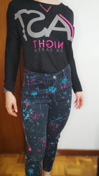 Pantalón Desigual Negro Estampado