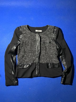 Chaqueta efecto tweed negra y gris