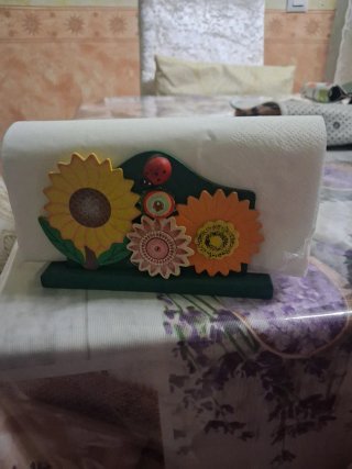 Servilletero de Madera con Flores