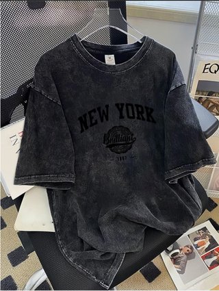 Camiseta Negra Estampado New York unisex